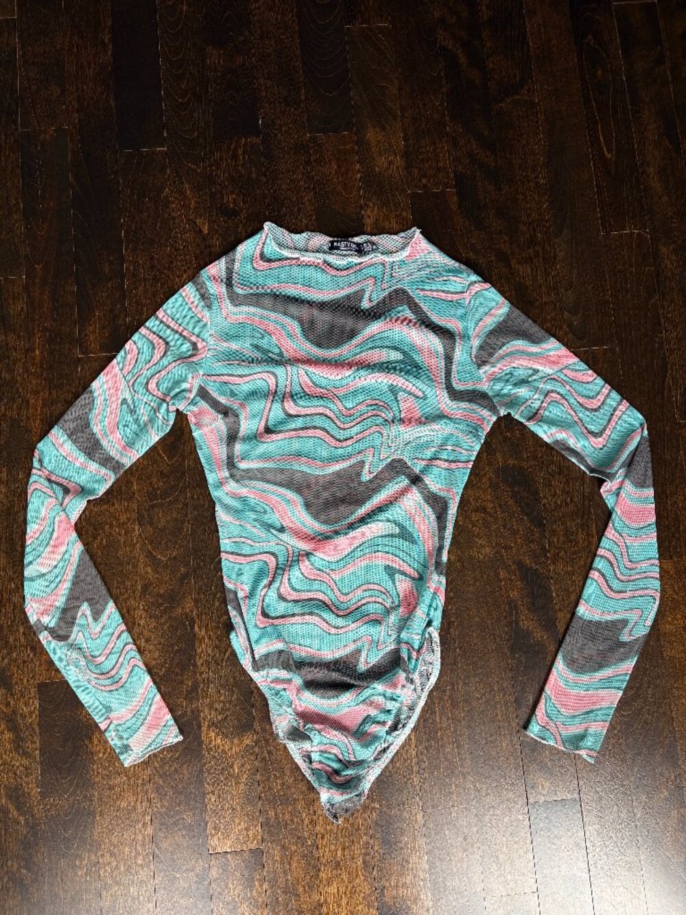 Sheer funky long sleeve bodysuit